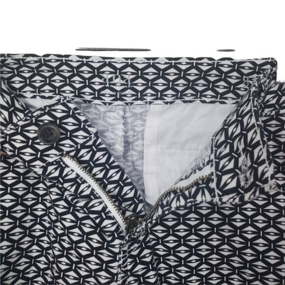 ANA Womens Shorts 8 Chino Black White Diamond Print Twill Cotton High Rise - Picture 4 of 9